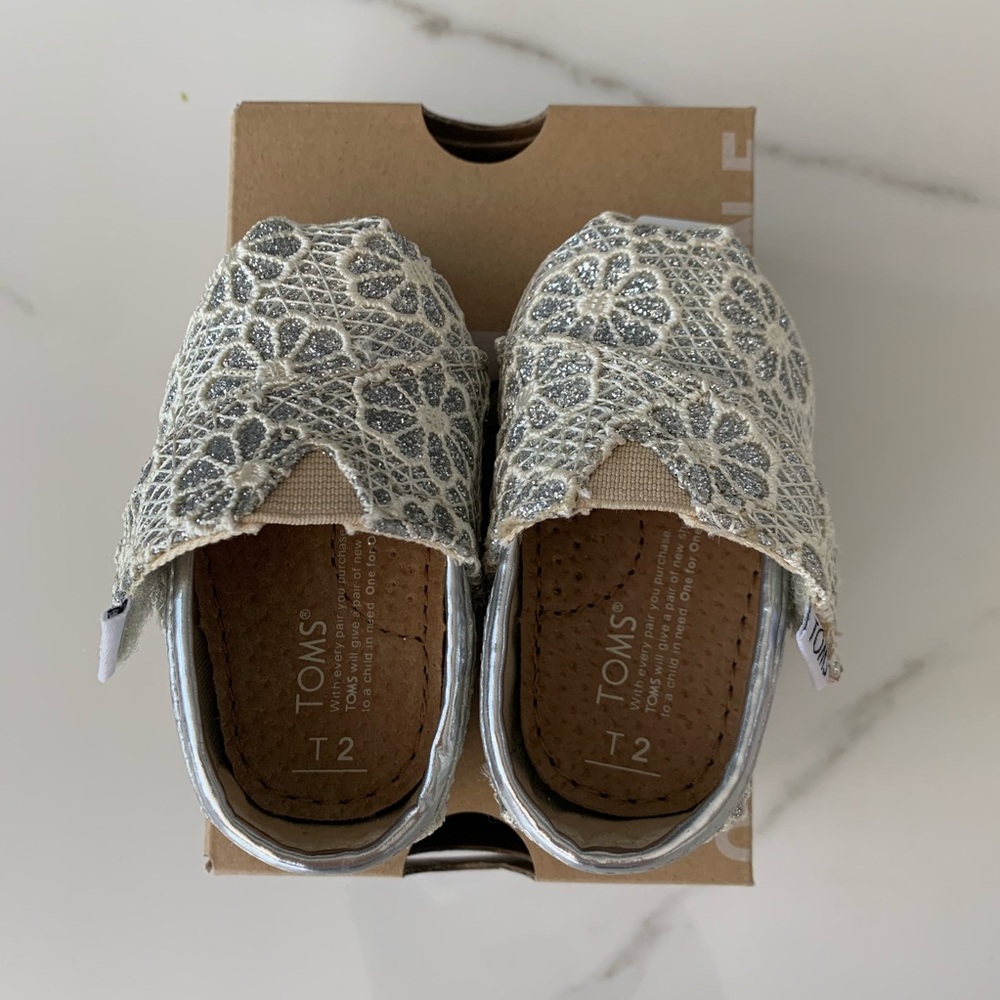 Toms silver glitter infant shoes